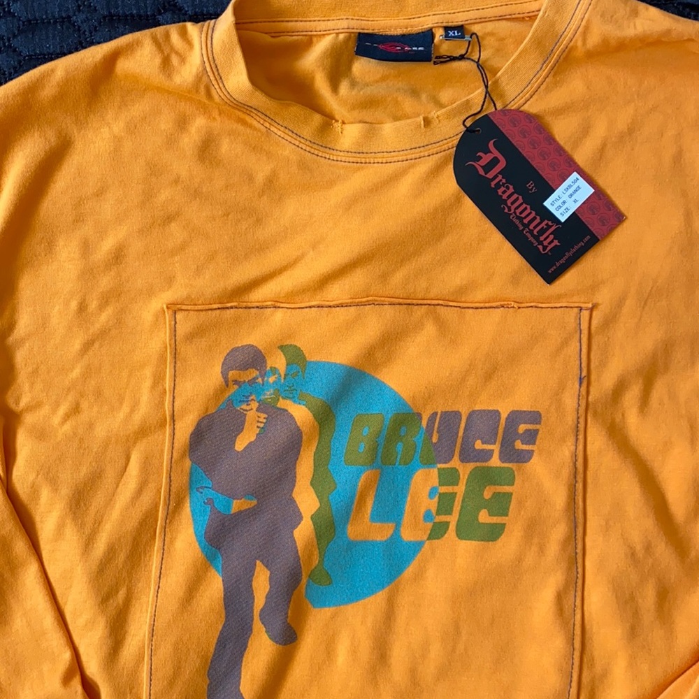 Bruce Lee Longsleeve Tee, XL Yellow
